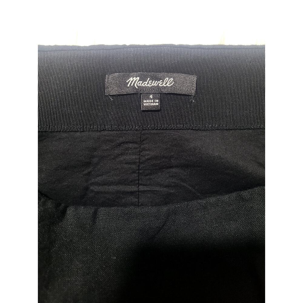 Madewell Linen Blend Button Front Midi Skirt Black High Rise Size 4 - Picture 5 of 7